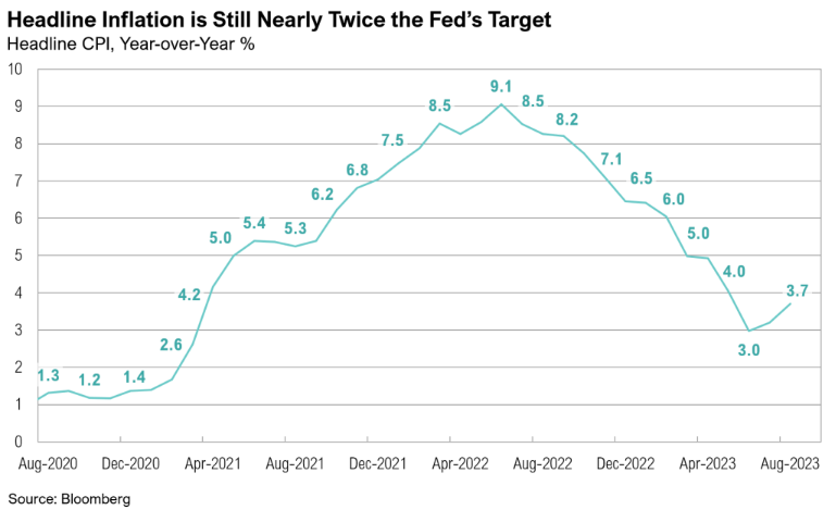 Inflation rate trend from 2020 to 2023 chart.