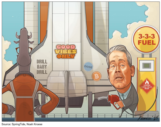 Parody of rocket fueled by cryptocurrencies and slogans.